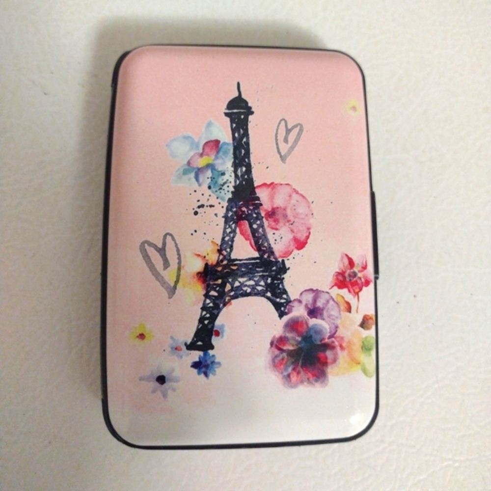 RFID Blocking Aluminum 6 Credit Card Click Wallet Eiffel Tower